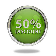 Discount 50 pointer icon on white background