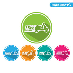 Delivery scooter,Free delivery set .vector