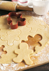 Making gingerbread cookies. Christmas baking background dough an