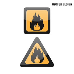 Vector fire warning sign.