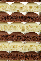 Tasty porous chocolate, close up