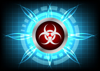 modern technology biohazard  button and light effect on blue bac