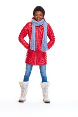 Fototapeta premium Beautiful african girl in winter coat