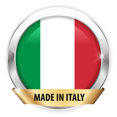 made in italy silver badge isolated button