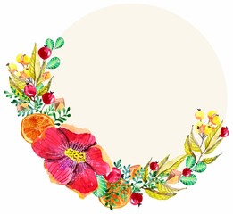 Watercolor floral frame