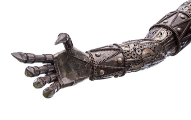 Hand of Metallic cyber or robot made from Mechanical ratchets bo