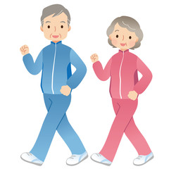 ウォーキングする高齢者　シニア