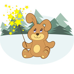 Vector Cartoon Bunny With A Sparkler