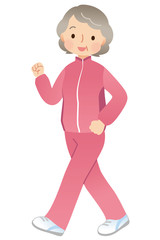 ウォーキングする高齢者　シニア