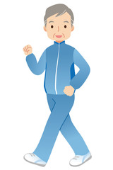 ウォーキングする高齢者　シニア