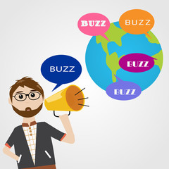 Hipster man in digital marketing concept