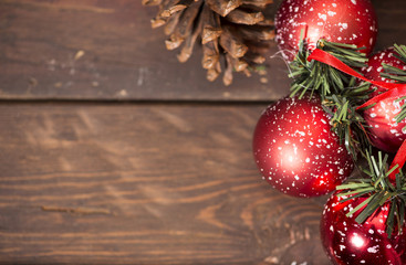 Christmas decoration on old rustic wooden table