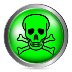 Skull and bones danger sign button