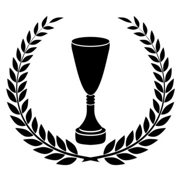 Black silhouette of champions cup, award design