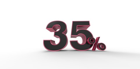 3D rendering of a pink and black 35 percent letters