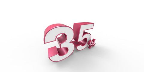 3D rendering of a pink and white 35 percent letters