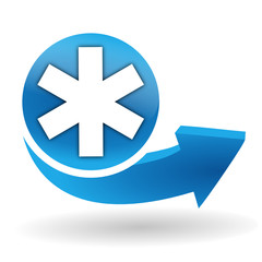 ambulance sur bouton web bleu