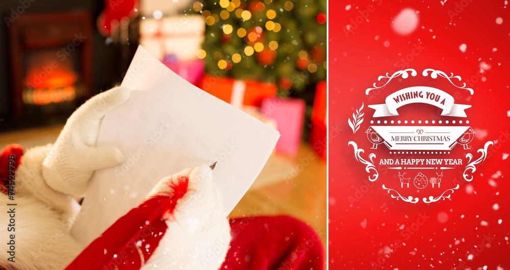 Poster composite image of santa checking his list