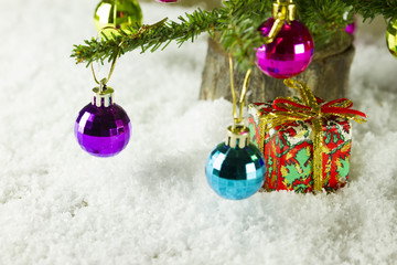 christmas tree on snow