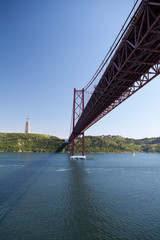 Tagus River Bridge and Christ the King monument, Lisbon