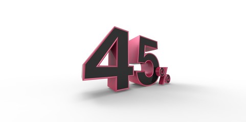 3D rendering of a pink and black 45 percent letters