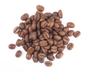 Coffee beans on white background