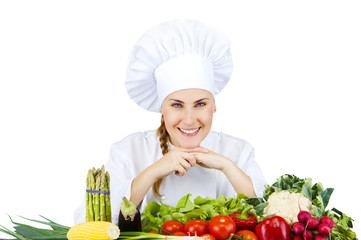 beautiful young chef woman prepare and decorating tasty food in