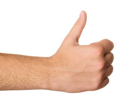 Men's hand make thumbs up