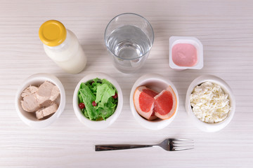 Dietary food in on table close-up