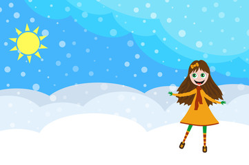 little girl walking in a winter field