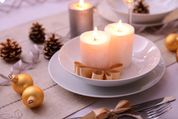 Obraz na płótnie Canvas Beautiful Christmas table setting