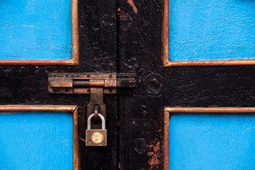 locked old wooden door.