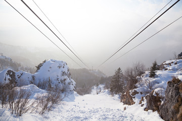 Cable car in winter