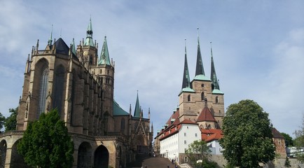 Obraz premium Erfurt, Blick auf Dom und Kirche