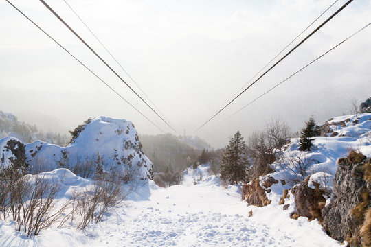 cableway in winter
