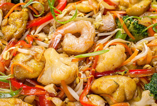 Shrimp seafood and vegetable