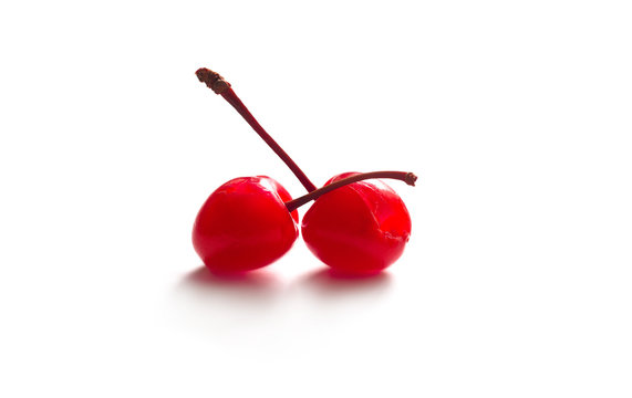 maraschino cherry on white background