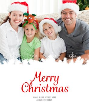 Portrait of a happy family with christmas hat