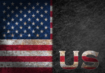 Old rusty metal sign with a flag and country abbreviation