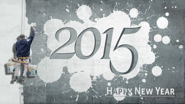 Happy New Year 2015 on facade