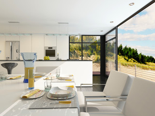 Modern open-plan dining area