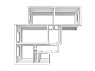 The layout of the apartment. Isolated on a white background.