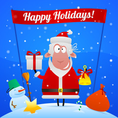 Sheep Santa Claus holiday illustration