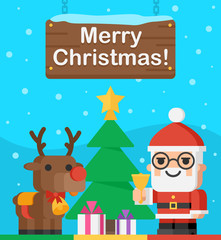 Santa Claus and reindeer Christmas illustration