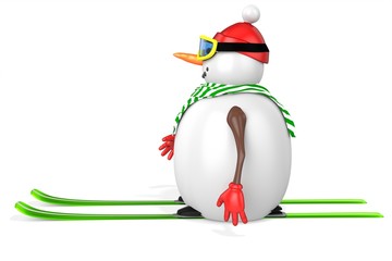 3d snowman with skis