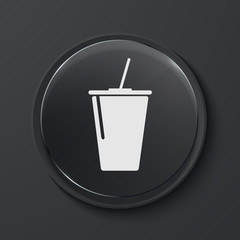Vector modern black glass circle icon.
