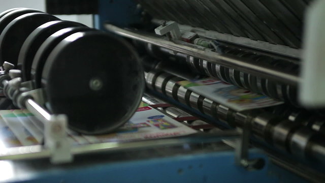 Newspaper production line. Print press webset machine