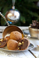 chocolates with pistachio praline, cognac and liqueur