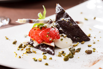 dessert with strawberry and chocolate