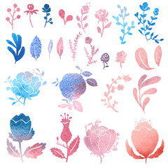 Watercolor nature clip art.